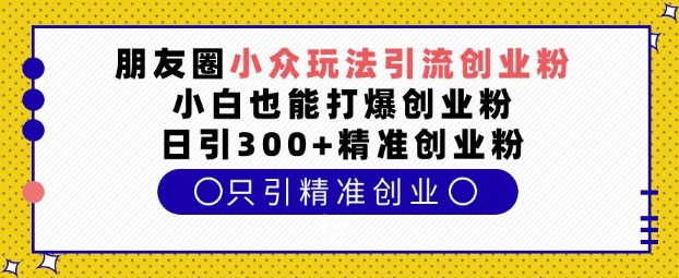 朋友圈小众玩法引流创业粉，小白也能打爆创业粉，日引300+精准创业粉【揭秘】-博库