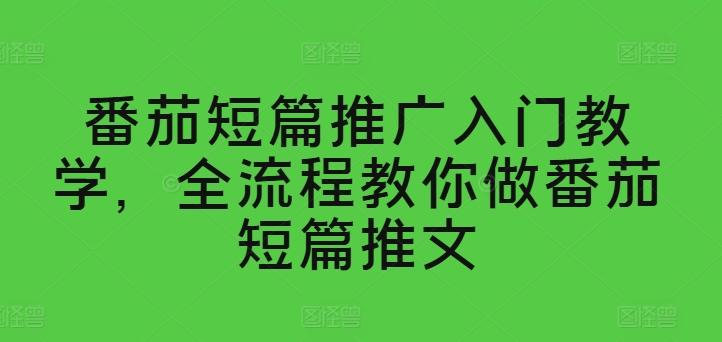 番茄短篇推广入门教学，全流程教你做番茄短篇推文-博库