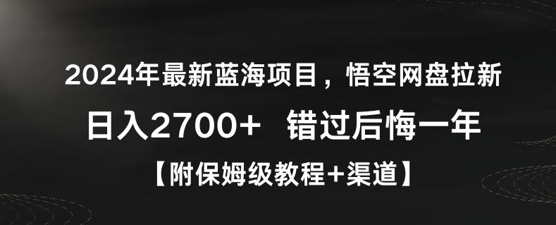 2024年最新蓝海项目，悟空网盘拉新，日入2700+错过后悔一年【附保姆级教程+渠道】【揭秘】-博库