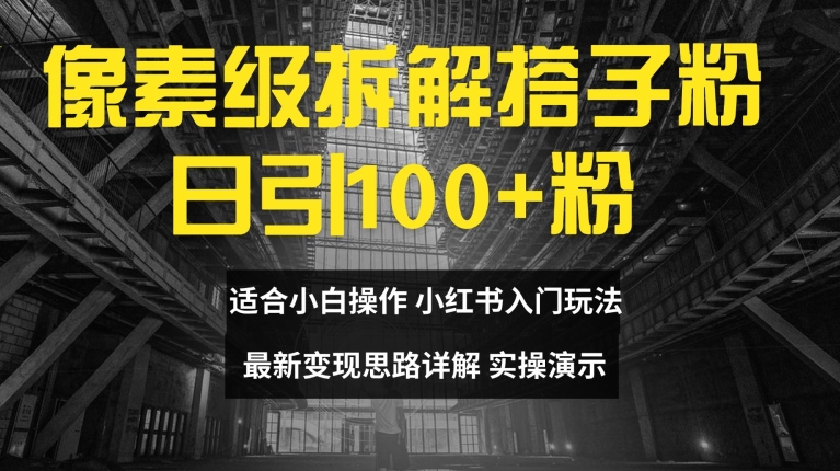 像素级拆解搭子粉，日引100+，小白看完可上手，最新变现思路详解【揭秘】-博库