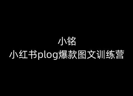 小铭-小红书plog爆款图文训练营，教你从0-1做小红书-博库