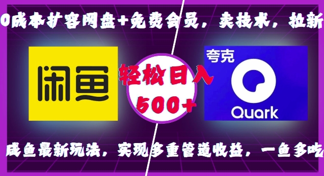 0成本扩容网盘+免费会员，卖技术，拉新，咸鱼最新玩法，实现多重管道收益，一鱼多吃，轻松日入500+-博库