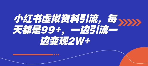 小红书虚拟资料引流，每天都是99+，一边引流一边变现2W+-博库