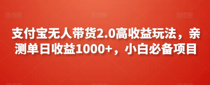 支付宝无人带货2.0高收益玩法，亲测单日收益1000+，小白必备项目【揭秘】-博库