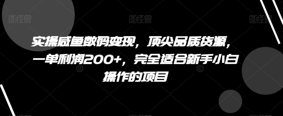 实操咸鱼数码变现，顶尖品质货源，一单利润200+，完全适合新手小白操作的项目【揭秘】-博库