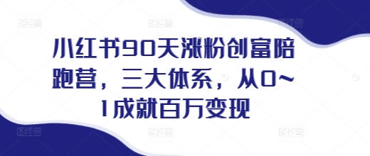 小红书90天涨粉创富陪跑营，​三大体系，从0~1成就百万变现，做小红书的最后一站-博库