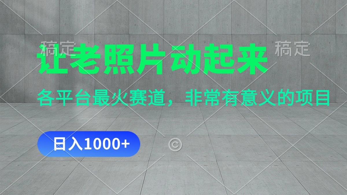 让老照片动起来，一天变现1000+，各平台最火赛道，看完就会-博库