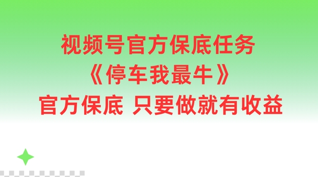 视频号官方保底任务，停车我最牛，官方保底只要做就有收益【揭秘】-博库