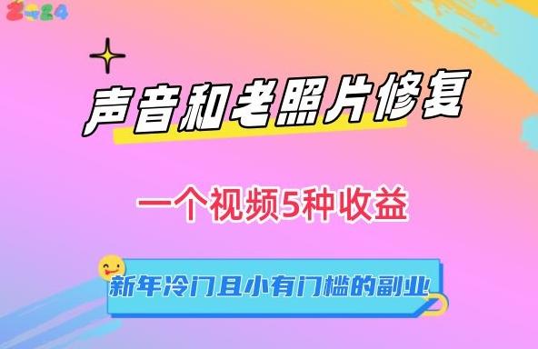 声音和老照片修复，一个视频5种收益，新年冷门且小有门槛的副业【揭秘】-博库