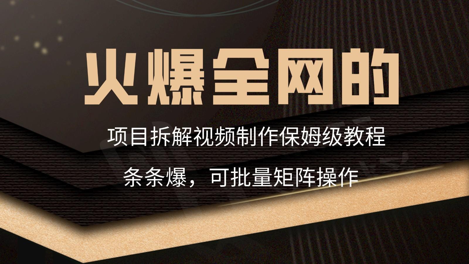 火爆全网的项目拆解类视频如何制作，条条爆，保姆级教程-博库