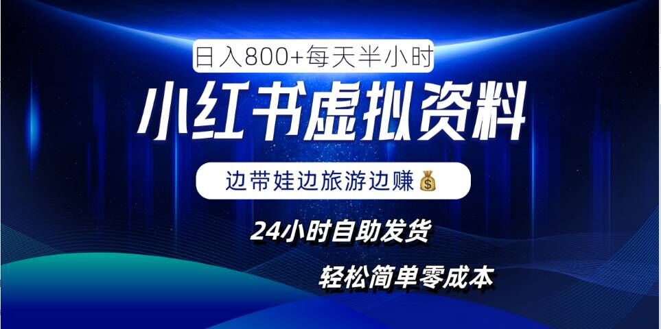 小红书虚拟资料项目，日入8张，简单易操作，24小时网盘自动发货，零成本，轻松玩赚副业-博库