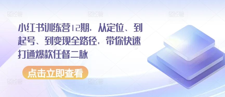 小红书训练营12期，从定位、到起号、到变现全路径，带你快速打通爆款任督二脉-博库