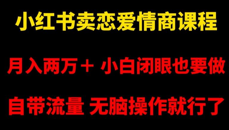 小红书卖恋爱情商课程，月入两万＋，小白闭眼也要做，自带流量，无脑操作就行了【揭秘】-博库