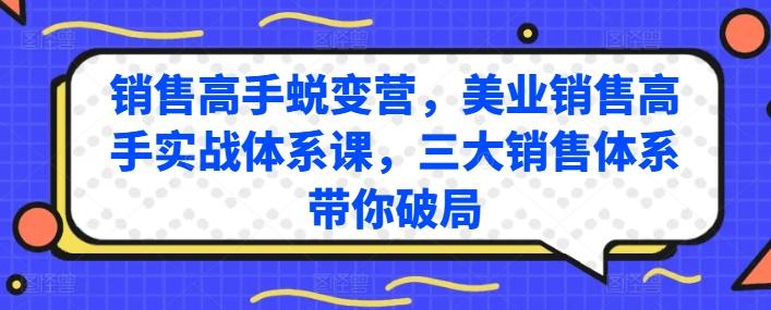 销售高手蜕变营，美业销售高手实战体系课，三大销售体系带你破局-博库