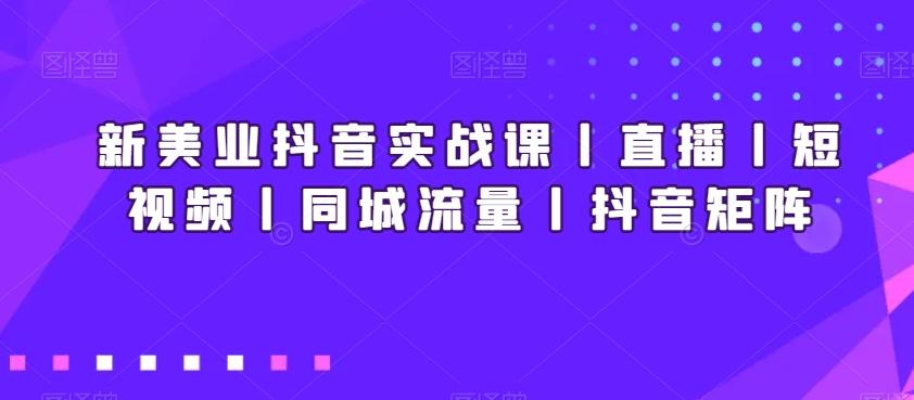 新美业抖音实战课丨直播丨短视频丨同城流量丨抖音矩阵-博库