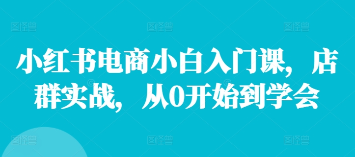 小红书电商小白入门课，店群实战，从0开始到学会-博库