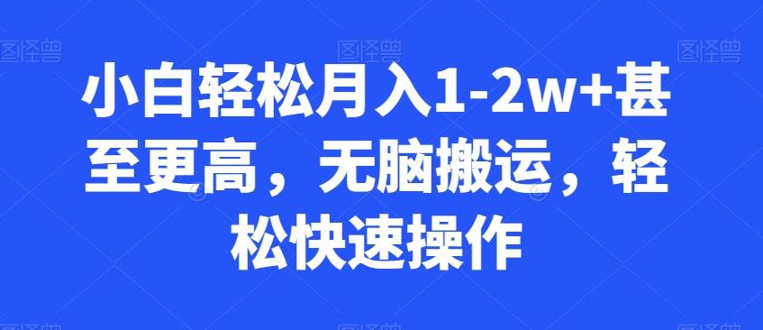 小白轻松月入1-2w+甚至更高，无脑搬运，轻松快速操作-博库