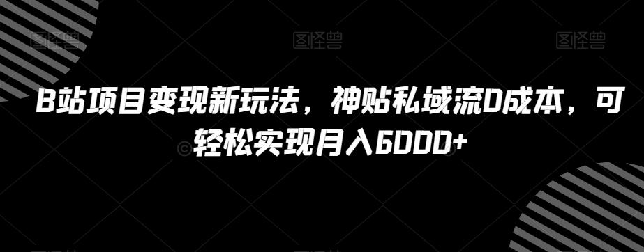 B站项目变现新玩法，神贴私域流0成本，可轻松实现月入6000+【揭秘】-博库