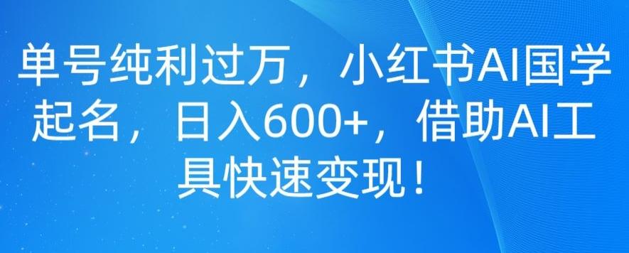 单号纯利过万，小红书AI国学起名，日入600+，借助AI工具快速变现-博库