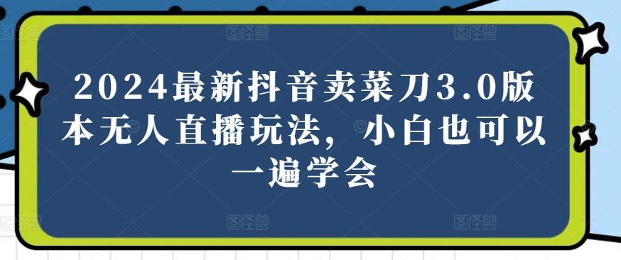 2024最新抖音卖菜刀3.0版本无人直播玩法，小白也可以一遍学会【揭秘】-博库