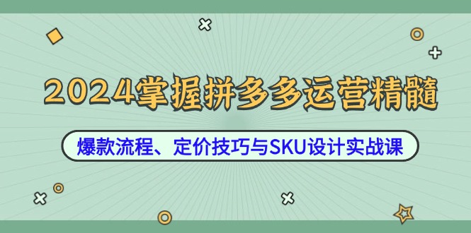 2024掌握拼多多运营精髓：爆款流程、定价技巧与SKU设计实战课-博库