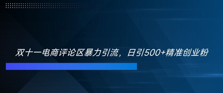 双十一电商评论区暴力引流，日引500+精准创业粉【揭秘】-博库