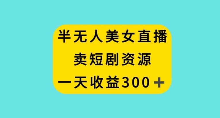 半无人美女直播，卖短剧资源，一天收益300+【揭秘】-博库