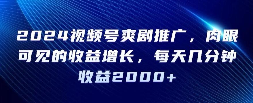 2024视频号爽剧推广，肉眼可见的收益增长，每天几分钟收益2000+【揭秘】-博库