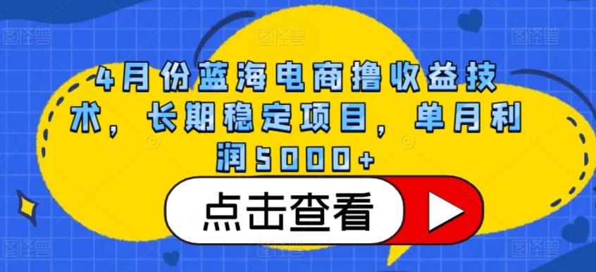 4月份蓝海电商撸收益技术，长期稳定项目，单月利润5000+【揭秘】-博库