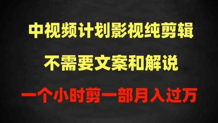 中视频计划影视纯剪辑，不需要文案和解说，一个小时剪一部，100%过原创月入过万【揭秘】-博库