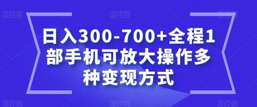 日入300-700+全程1部手机可放大操作多种变现方式【揭秘】-博库