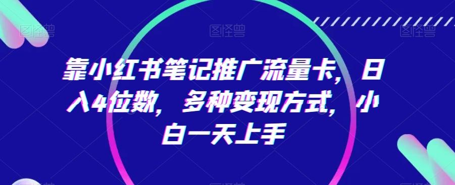 靠小红书笔记推广流量卡，日入4位数，多种变现方式，小白一天上手-博库