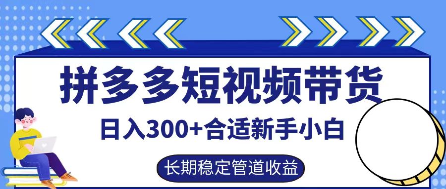 拼多多短视频带货日入300+，实操账户展示看就能学会-博库