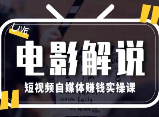 电影解说短视频自媒体赚钱实操课，教你做电影解说短视频，月赚1万-博库