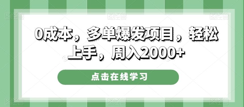 0成本，多单爆发项目，轻松上手，周入2000+-博库