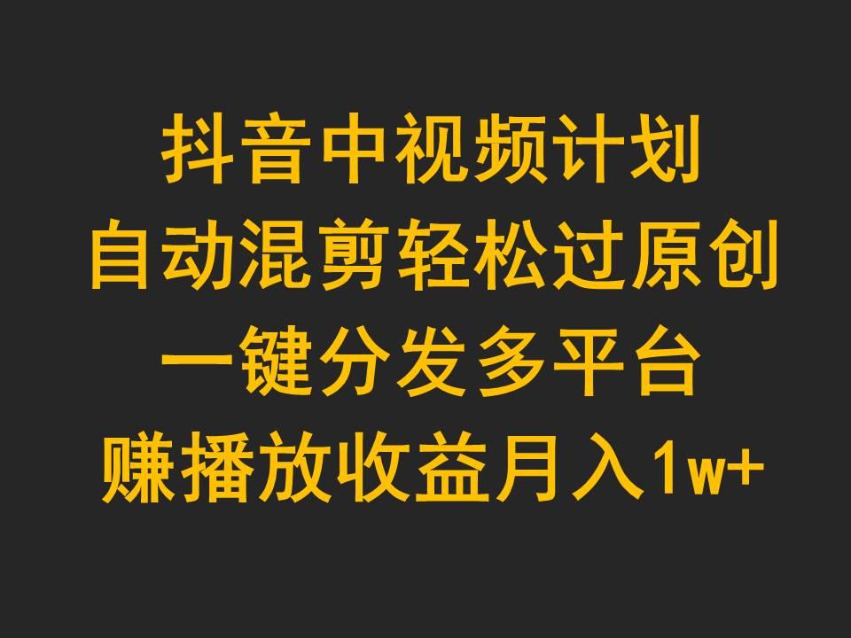 (9825期)抖音中视频计划，自动混剪轻松过原创，一键分发多平台赚播放收益，月入1w+-博库