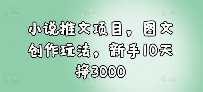 小说推文项目，图文创作玩法，新手10天挣3000-博库