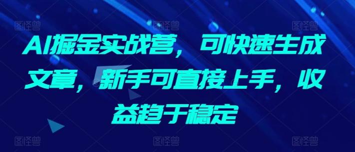 AI掘金实战营，可快速生成文章，新手可直接上手，收益趋于稳定-博库