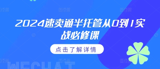 2024速卖通半托管从0到1实战必修课，掌握通投广告打法、熟悉速卖通半托管的政策细节-博库