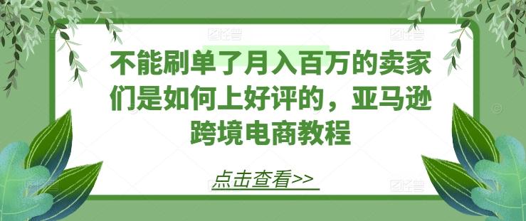 不能刷单了月入百万的卖家们是如何上好评的，亚马逊跨境电商教程-博库