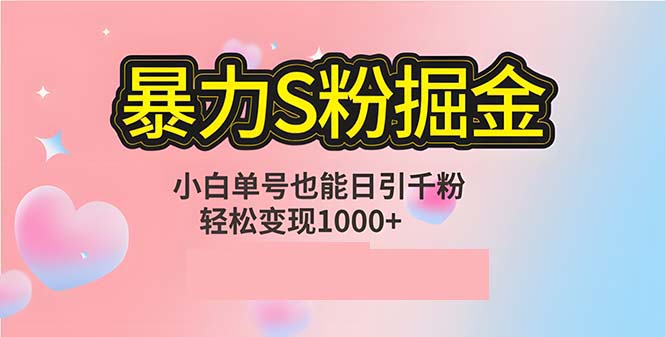 单人单机日引千粉，变现1000+，S粉流量掘金计划攻略-博库