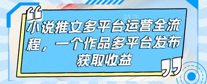 小说推文多平台运营全流程，一个作品多平台发布获取收益-博库