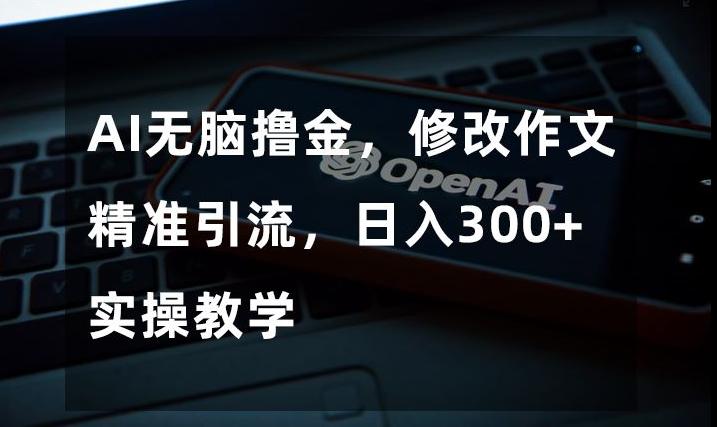 AI无脑撸金，修改作文精准引流，日入300+，实操教学【揭秘】-博库