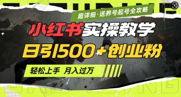 2月小红书最新日引500+创业粉实操教学【超详细】小白轻松上手，月入1W+，附小红书养号起号SOP-博库