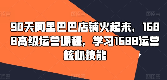 90天阿里巴巴店铺火起来，1688高级运营课程，学习1688运营核心技能-博库