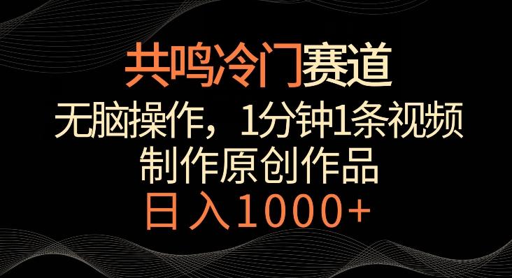 共鸣冷门赛道，无脑操作，一分钟一条视频，日入1000+【揭秘】-博库