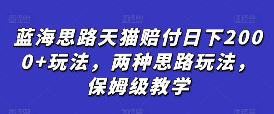 蓝海思路天猫赔付日下2000+玩法，两种思路玩法，保姆级教学【仅揭秘】-博库