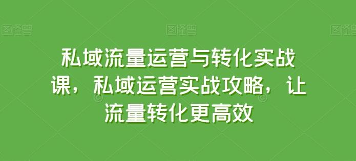 私域流量运营与转化实战课，私域运营实战攻略，让流量转化更高效-博库