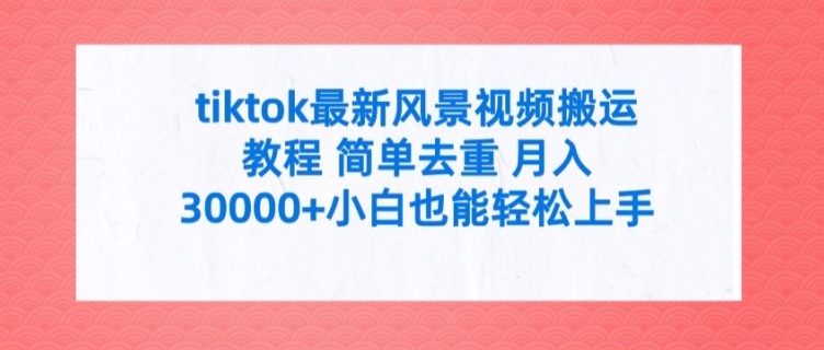 tiktok最新风景视频搬运教程 简单去重 月入3W+小白也能轻松上手【揭秘】-博库