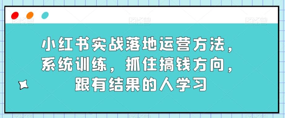 小红书实战落地运营方法，系统训练，抓住搞钱方向，跟有结果的人学习-博库